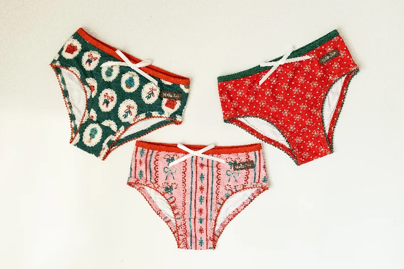 Girls Bikini Brief Underwear | Mistletoe Magic (Set of 3)