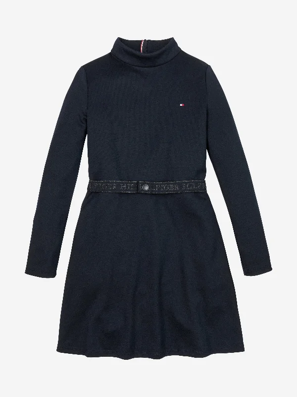 Tommy Hilfiger Girls Branded Punto Dress in Navy