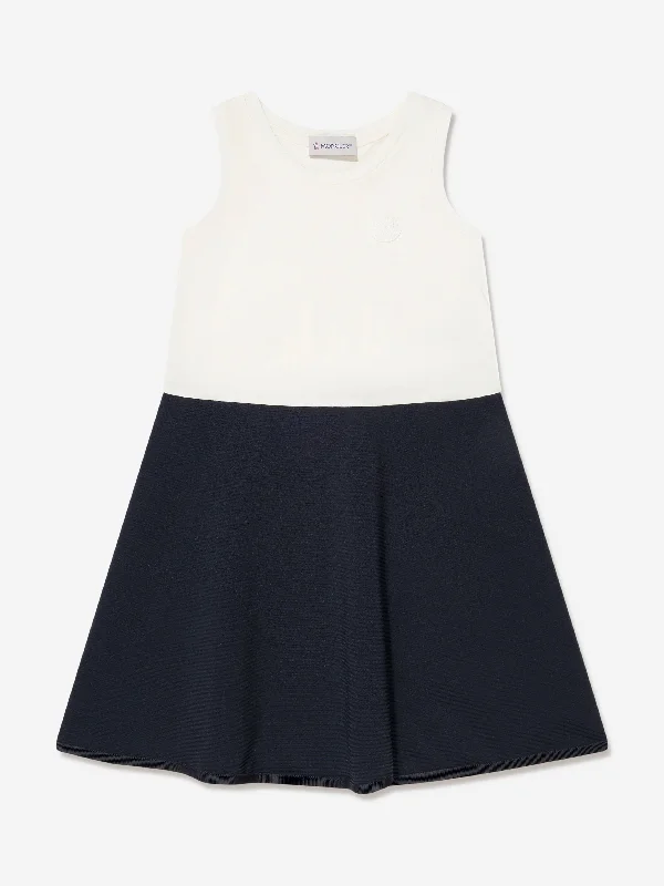 Moncler Enfant Girls Colourblock Dress in Navy