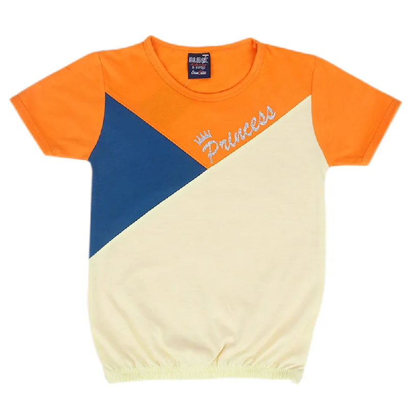 Girls Cut & Sew T-Shirt - Orange