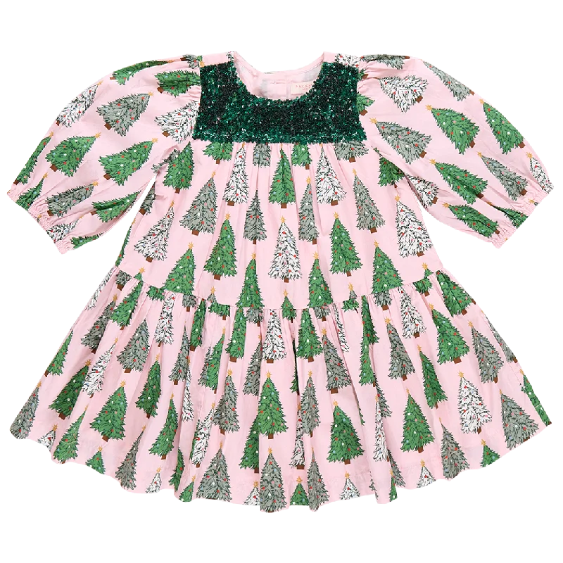 Girls Fiona Dress - Pink Trees