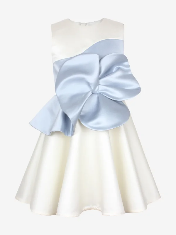 Girls Florette Satin Dress in White