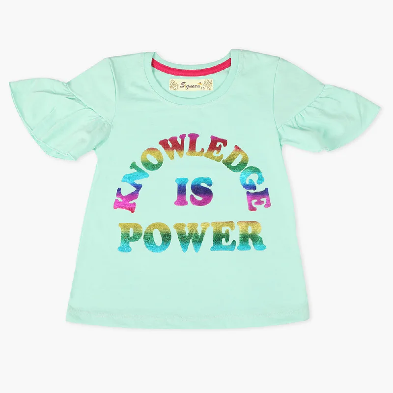 Girls Half Sleeves T-Shirt - Cyan