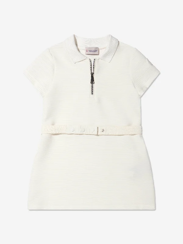 Moncler Enfant Girls Half Zip Polo Dress in White