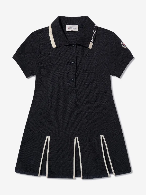 Moncler Enfant Girls Logo Polo Dress in Navy