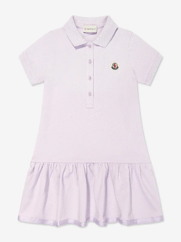 Moncler Enfant Girls Logo Polo Dress in Purple