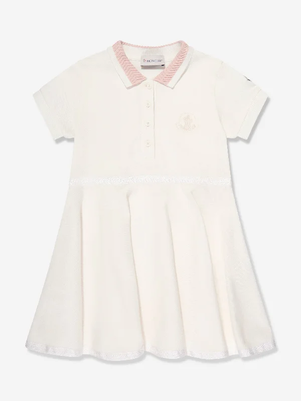 Moncler Enfant Girls Logo Polo Dress in White