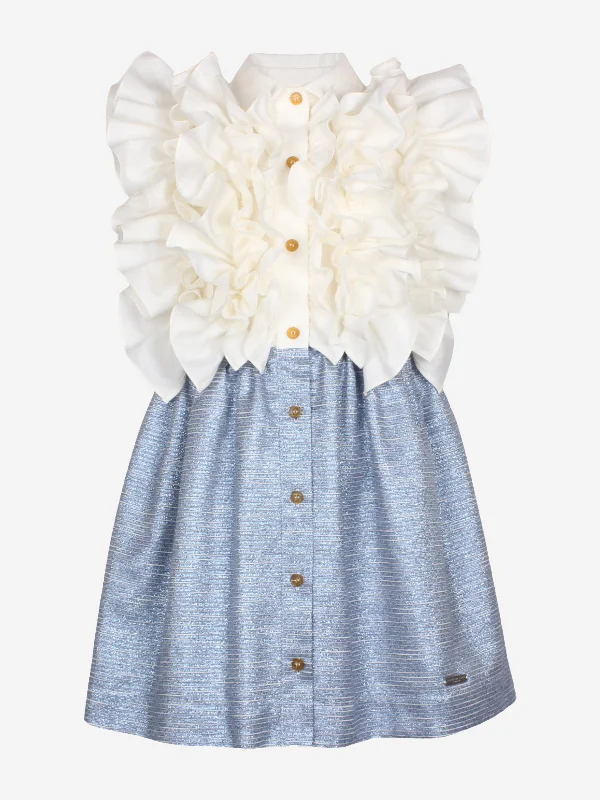 Girls Ripple Sparkle Stripe Dress in Blue