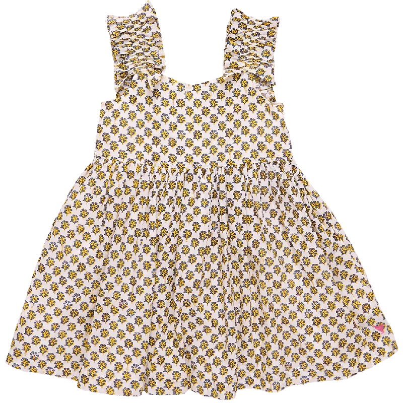 Girls Via Dress - Yellow Lisbon Ditsy