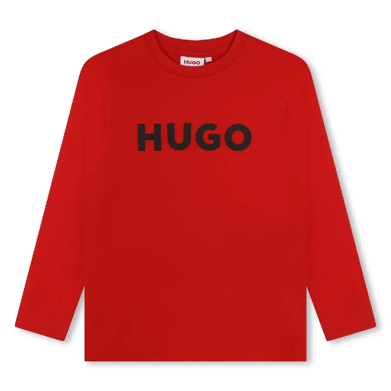 Hugo Long Sleeved T Shirt Red