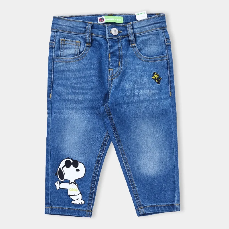 Infant Boys Denim Stretch Pant Character -Mid Blue