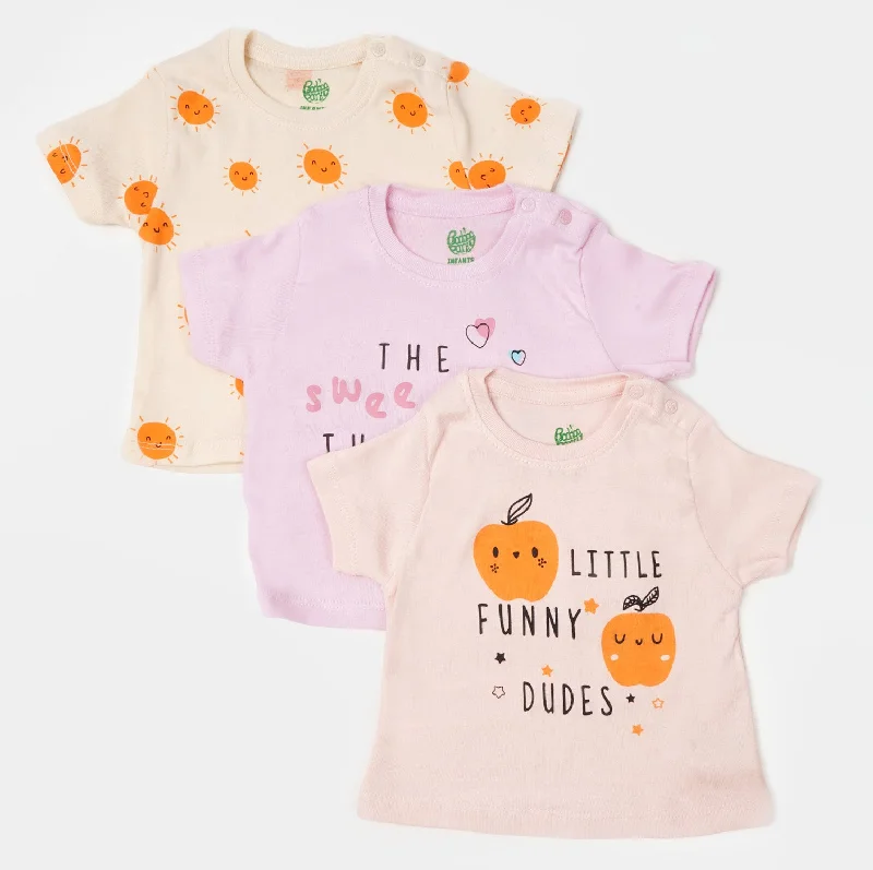 Infant Girls Rib T-Shirt 3Pcs Fruits & Sun