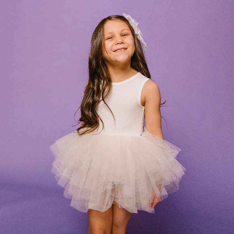 Ivory Ribbed Tulle Tutu Dress - Tank Top