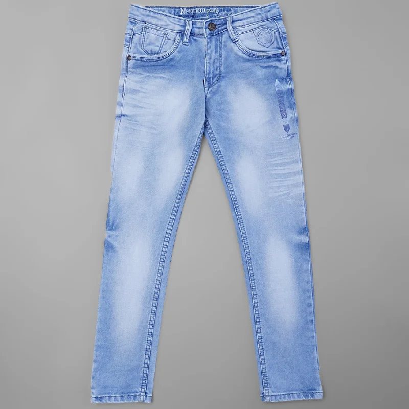 Sky Blue Straight Fit Jeans for Boys