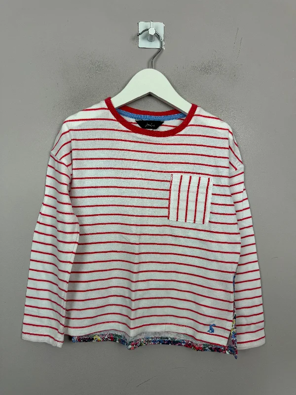 Joules red stripe & floral t-shirt 6y