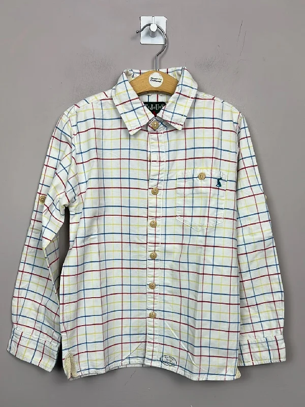 Joules white check shirt 8y