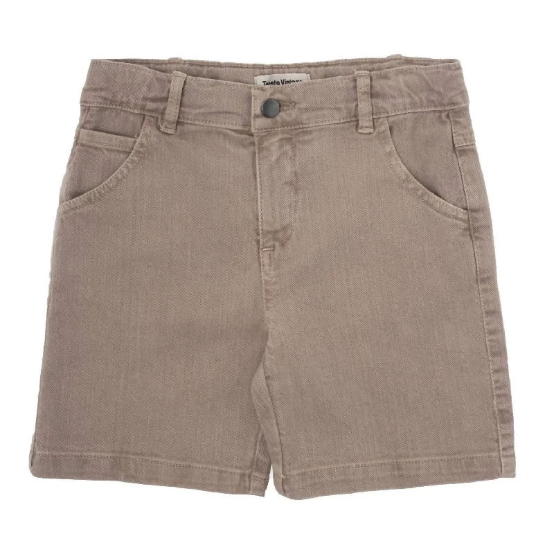 Kids Boys Colored Denim Shorts In Brown