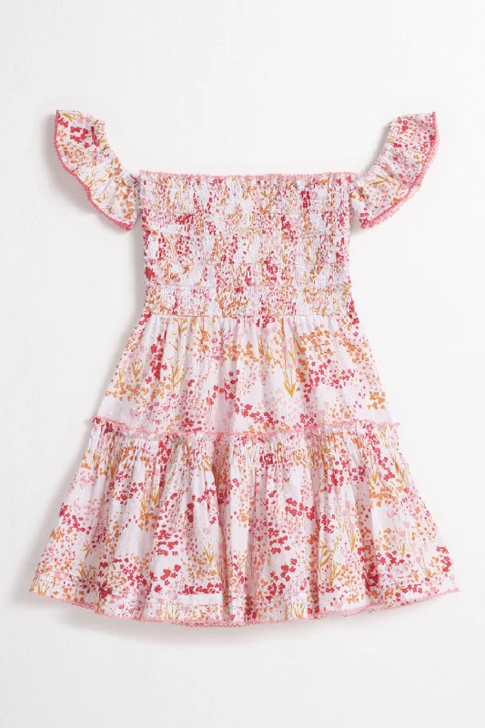 Kids Mini Dress Aurora - White Pink Tulipe