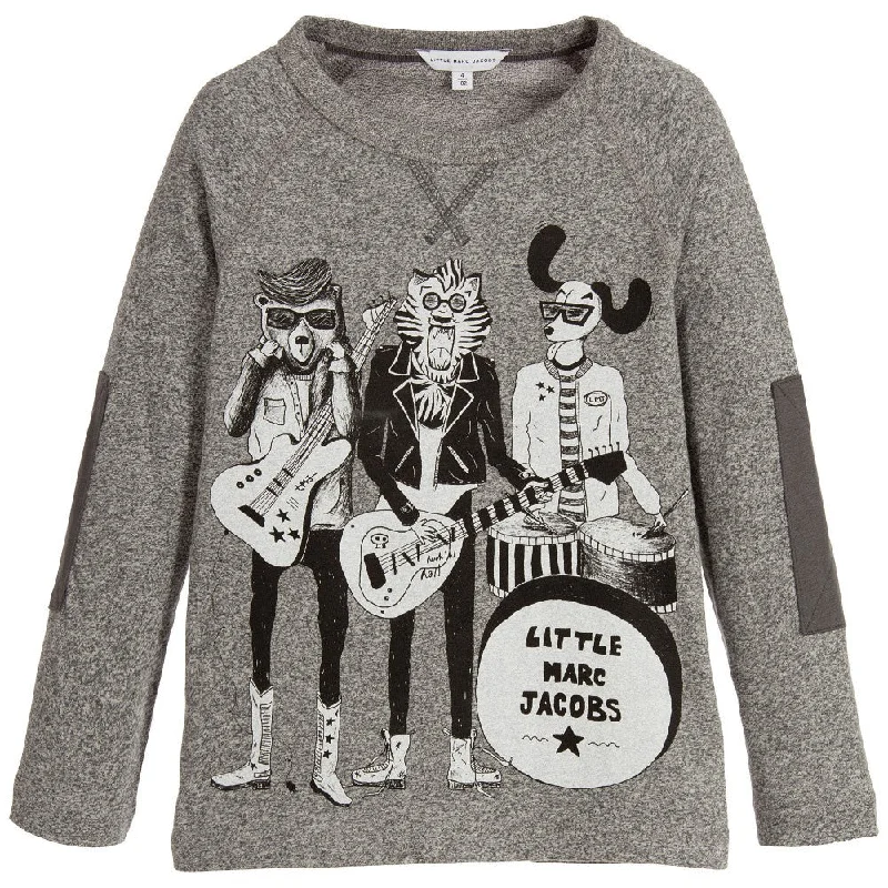 Little Marc Jacobs Boys Grey Animal Band Printed T-shirt