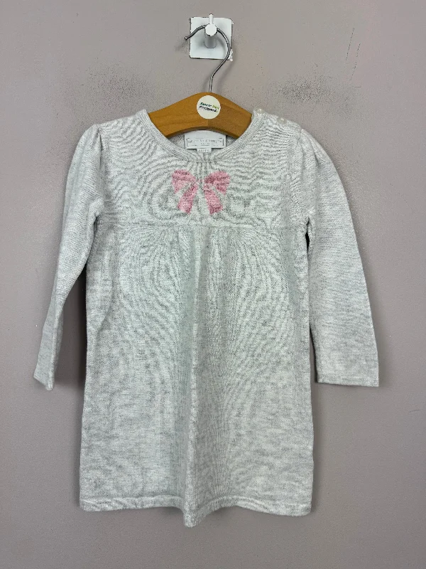 Little White Company Bow Knit  Dress 6-9m