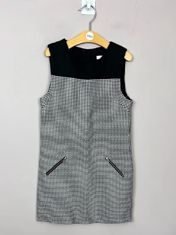 M&S black houndstooth dress 8-9y