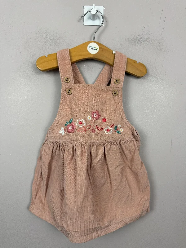 M&S Blush cord embroidered dress 0-3m