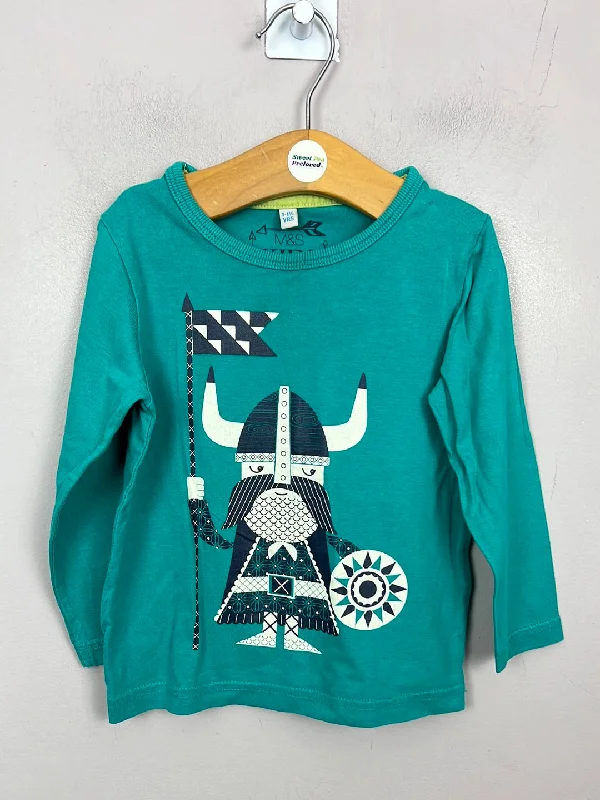 M&S turquoise graphic t-shirt 12-18m