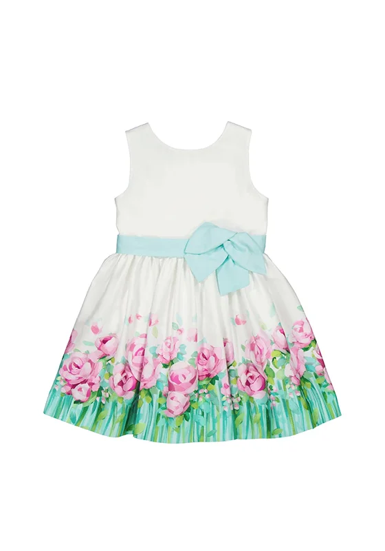 Mayoral Girl Sleeveless Floral Dress, Aqua Multi