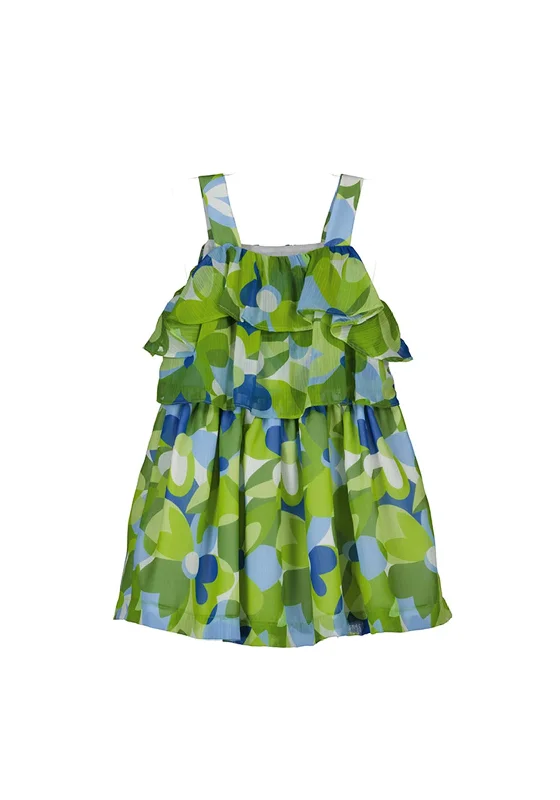 Mayoral Girl Strap Ruffled Dress, Lime