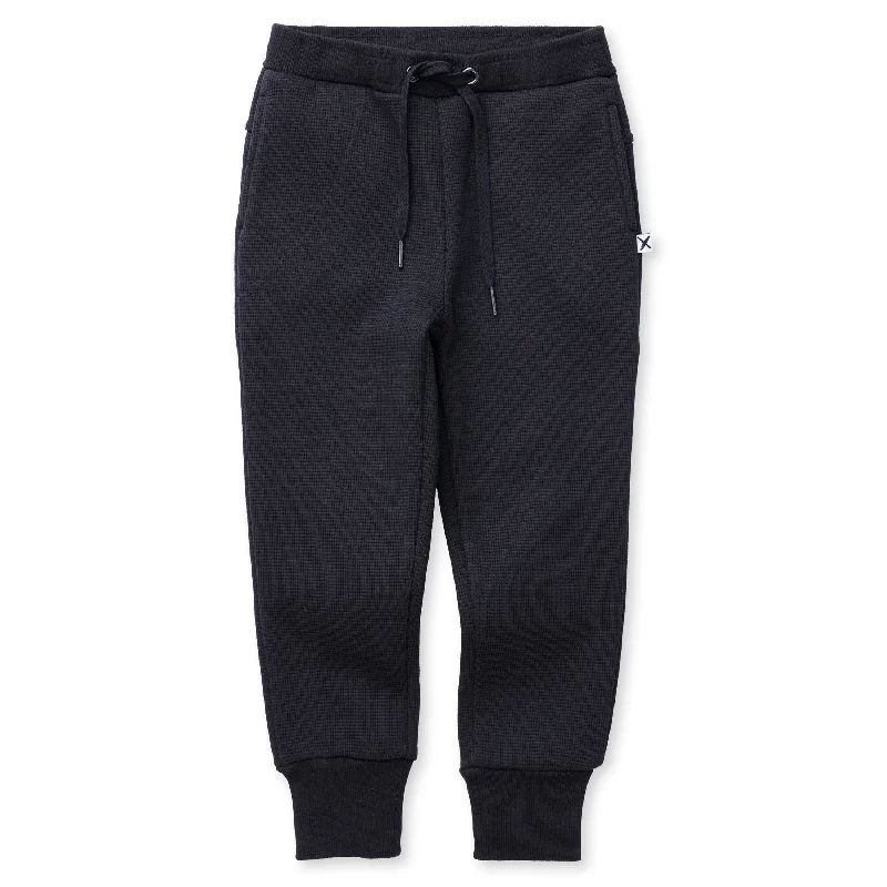 Minti Boys Furry Waffle Trackies - Black