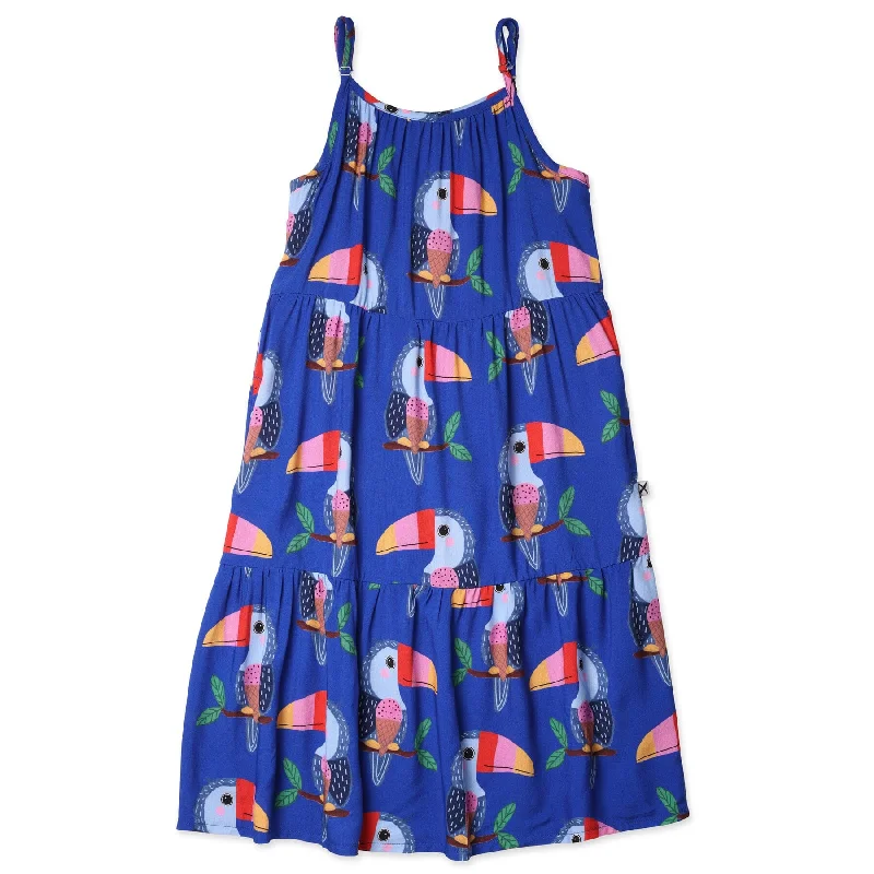 Minti Icecream Toucan Midi Woven Dress - Cobalt