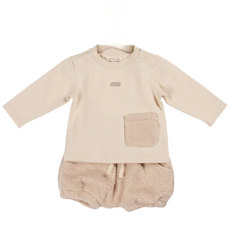 New In Mintini  Boys Beige Teddy Shorts & Top