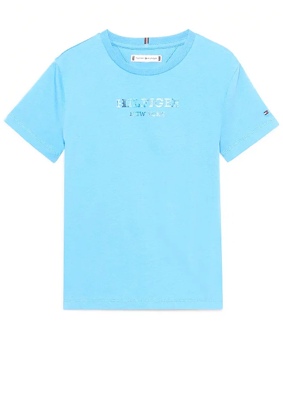 Tommy Hilfiger Girl Monotype Foil Logo Tee, Blue Spell