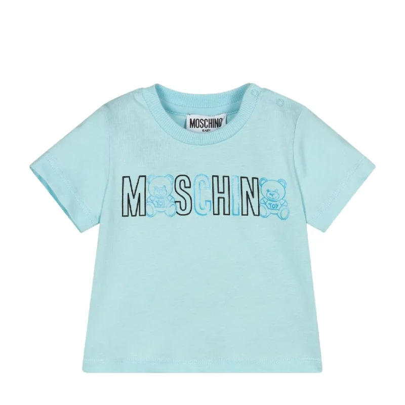 Moschino Baby Sky Blue Teddy Logo T-Shirt