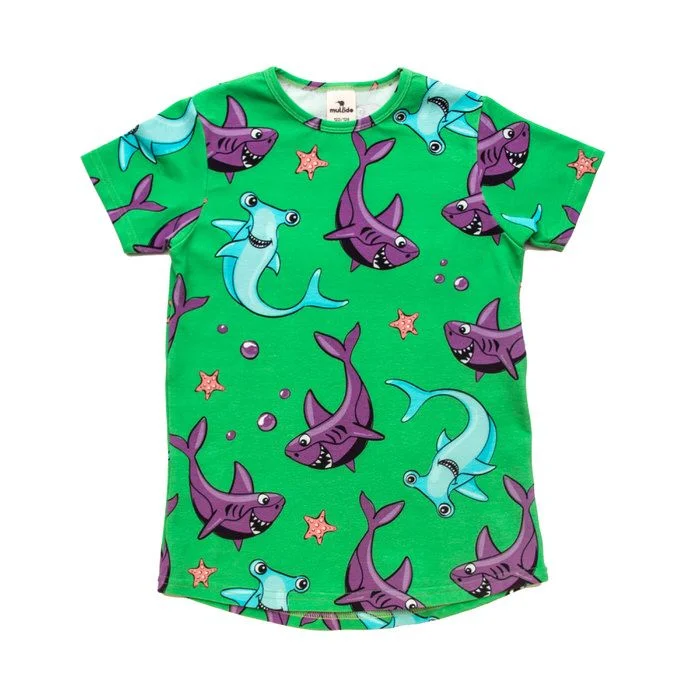 Sharks Short Sleeve Shirt - Green - 1 Left Size 8-10 years