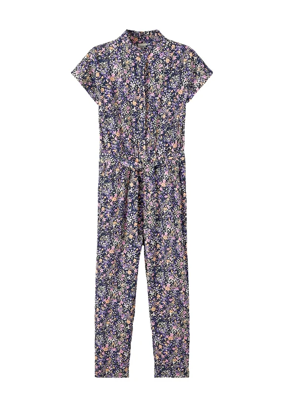 Name It Kid Girl Bodila Short Sleeve Jumpsuit, Dark Sapphire