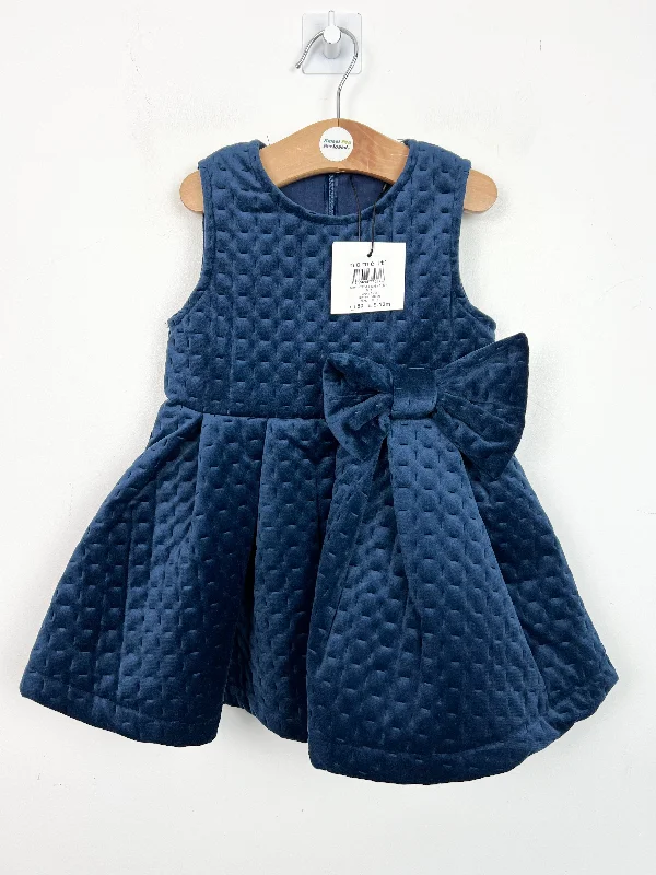 Name It Navy Quilted Bow Dress 9-12m BNWT