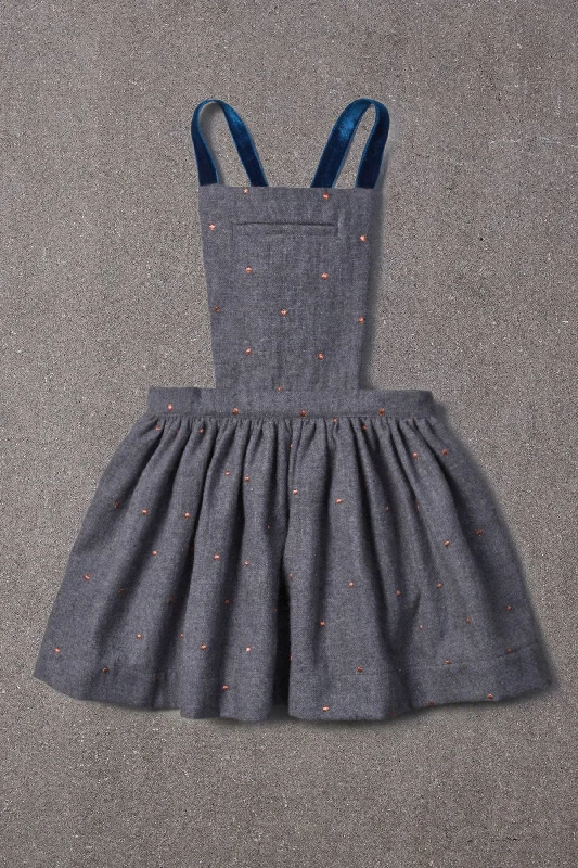 Nellystella Ella Girls Dress - Grey Polka Dot