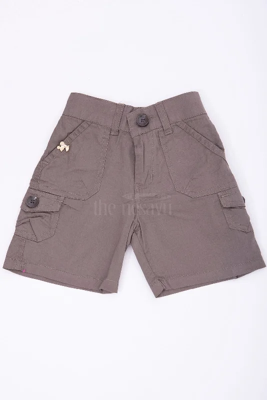 Green Boys Cargo Shorts with Elastic Waist Back