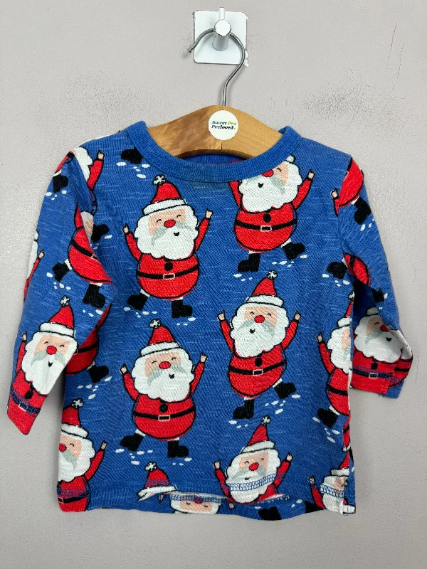 Next blue Santa T-shirt 6-9m