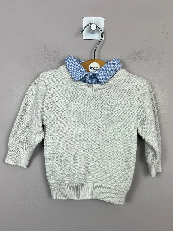 Next grey mock shirt jumper 3-6m