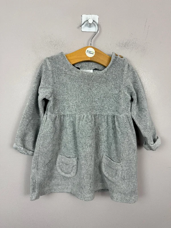 Next Grey Velour Dress 6-9m