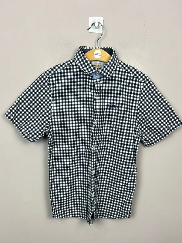 Next navy check short sleeve shirt 10y