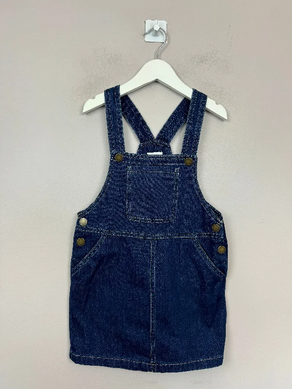 Next over dyed Denim Pinafore Dress 4-5y