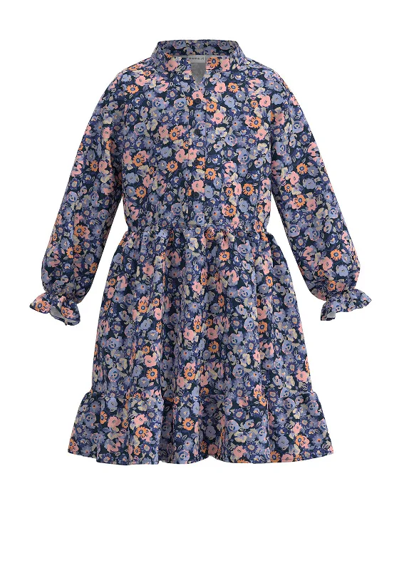 Name It Kid Girl Tirulle Long Sleeve Floral Dress, Easter Egg