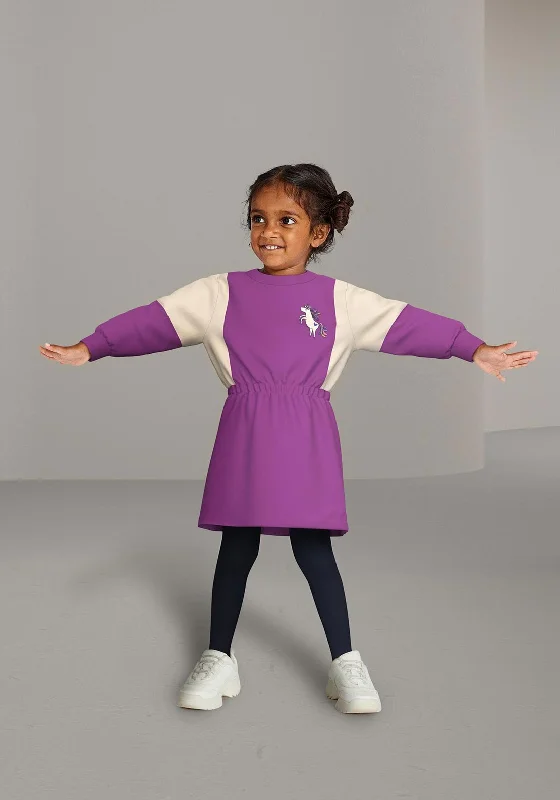 Name It Mini Girl Nila Long Sleeve Sweat Dress, Hyacinth Violet