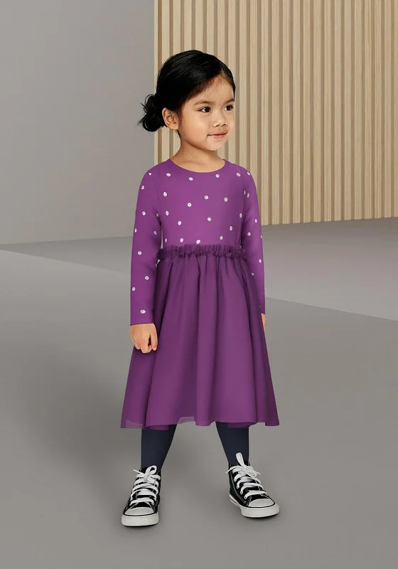 Name It Mini Girl Ofelia Long Sleeve Dress, Hyacinth Violet