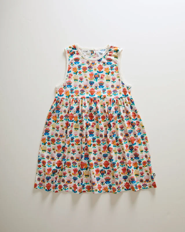 Oeuf Tank Dress - Gardenia/Large Flower