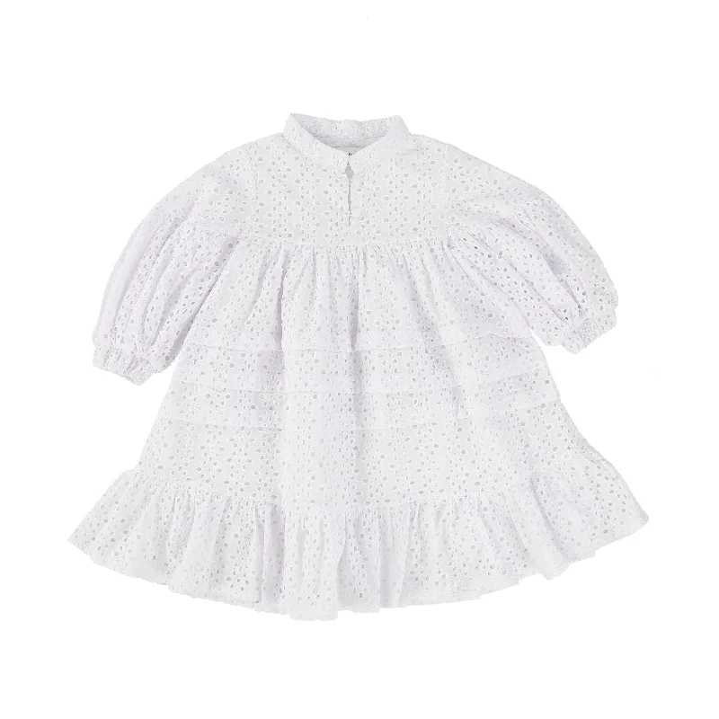 OLIVIA ROHDE WHITE EYELET TEIRED DRESS [Final Sale]