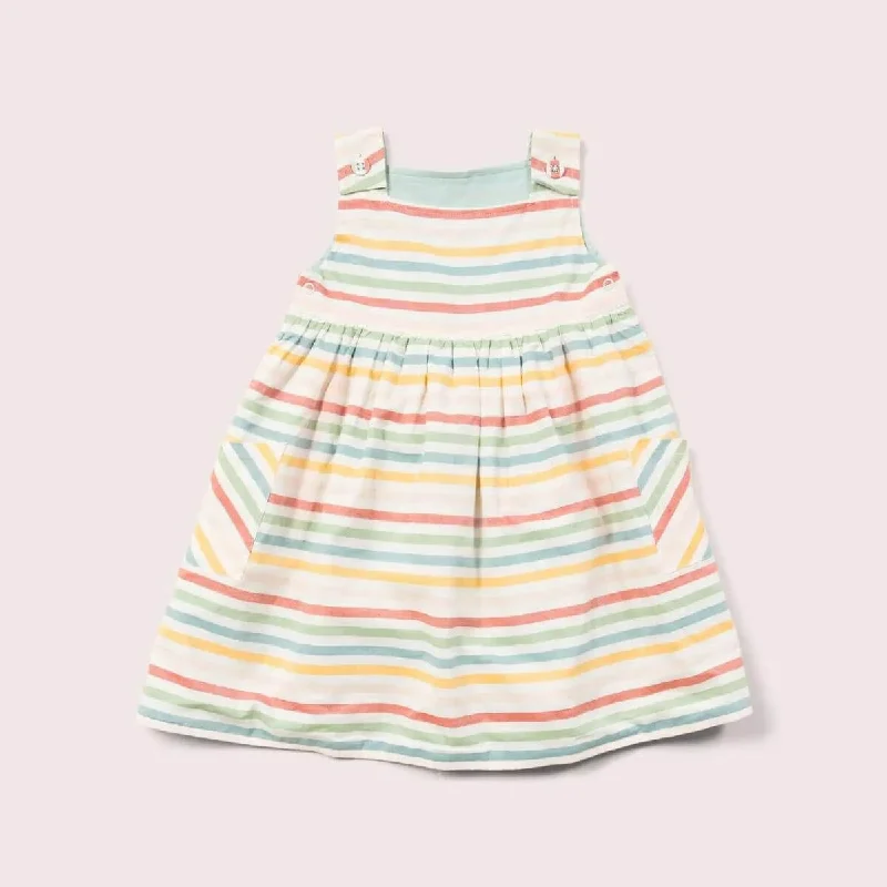 Organic Toddler Reversible Dress - Rainbow Stripe